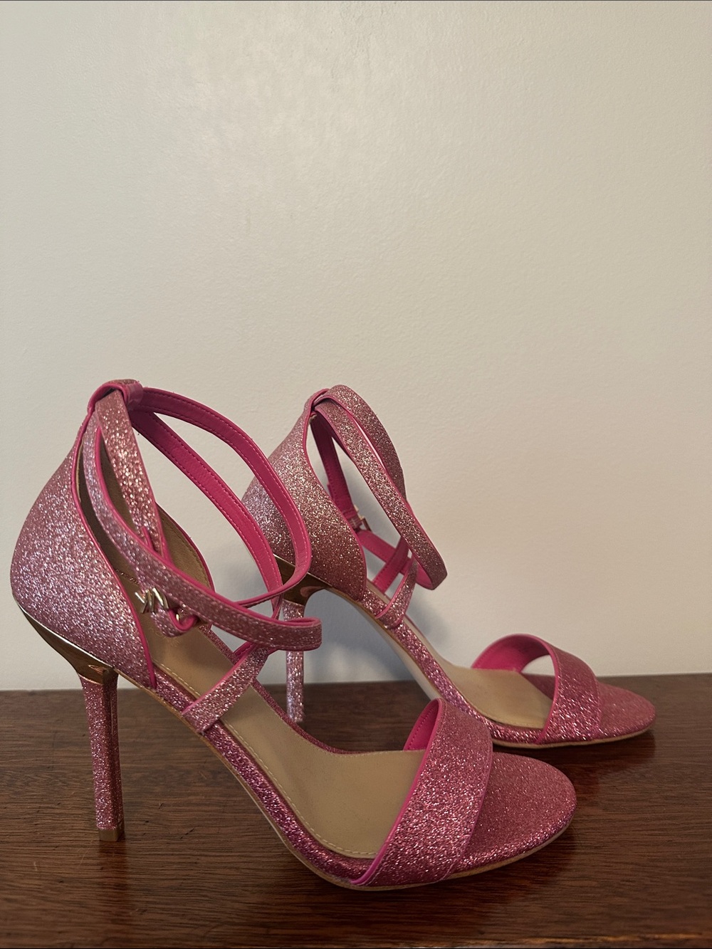 MICHAEL Michael Kors Pink Glitter Strappy High Heels